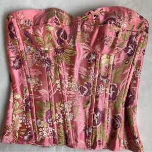Pink Satin Floral Corset